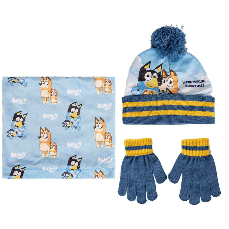 bluey children's set: hat  gloves  neck warmer