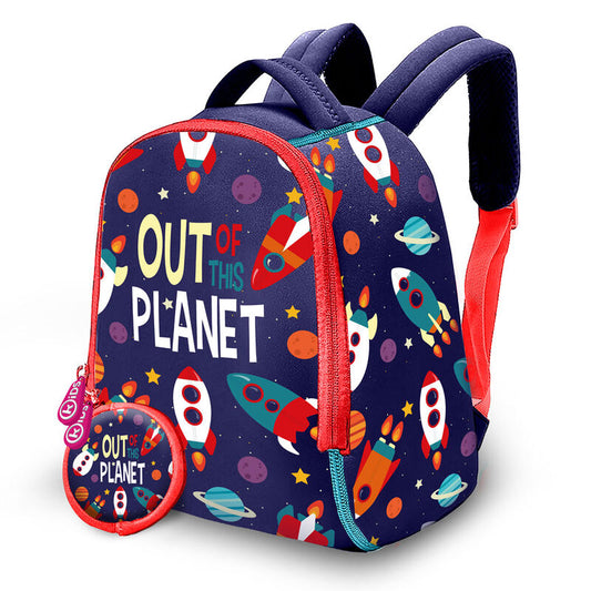 out planet neoprene backpack and wallet  25cm