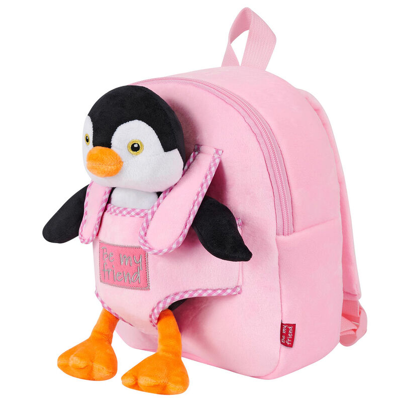 Sac à dos réversible + peluche pingouin Peggie 27 cm