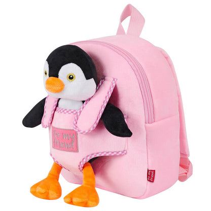 Sac à dos réversible + peluche pingouin Peggie 27 cm