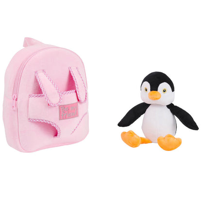 Sac à dos réversible + peluche pingouin Peggie 27 cm