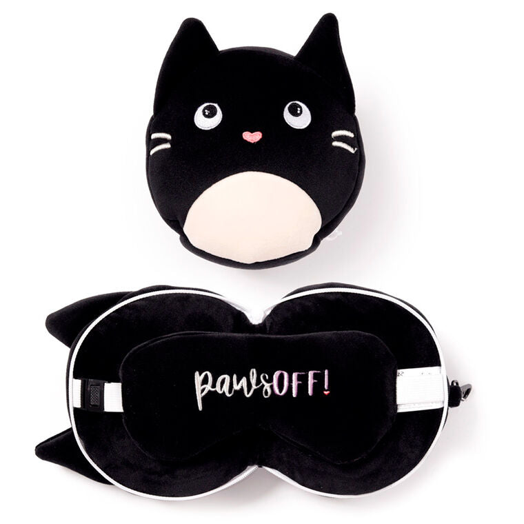 feline fine relaxeazzz cat travel pillow eye mask