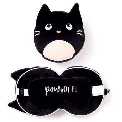 feline fine relaxeazzz cat travel pillow eye mask