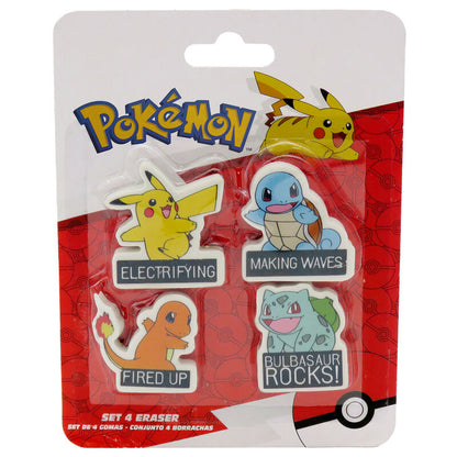 blister pack of 4 pokemon erasers
