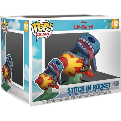 Figura POP Rides Super Deluxe Disney Lilo y Stitch Stitch en cohete
