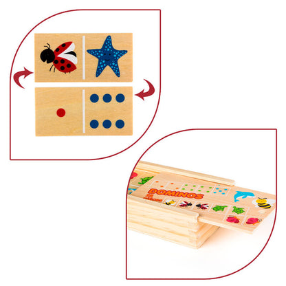 Domino in legno a forma di animali 29 pezzi