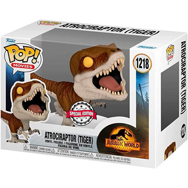 jurassic world atrociraptor tiger exclusive pop figure