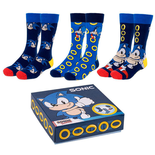 Set mit 3 Sonic the Hedgehog Socken für Erwachsene