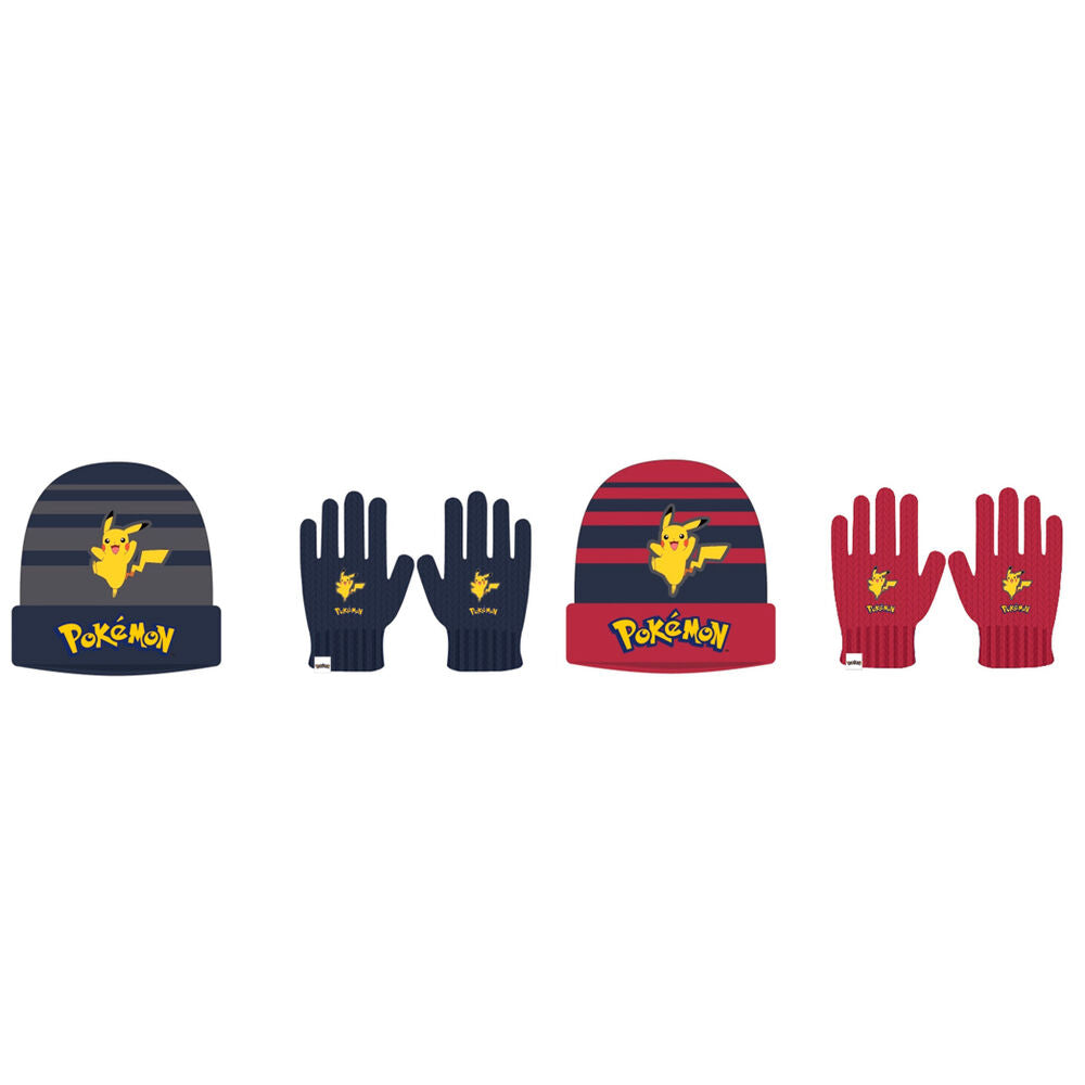 pikachu pokemon children's hat and gloves set (assorted)
