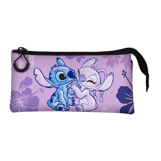 stitch & angel stitch disney triple pencil case