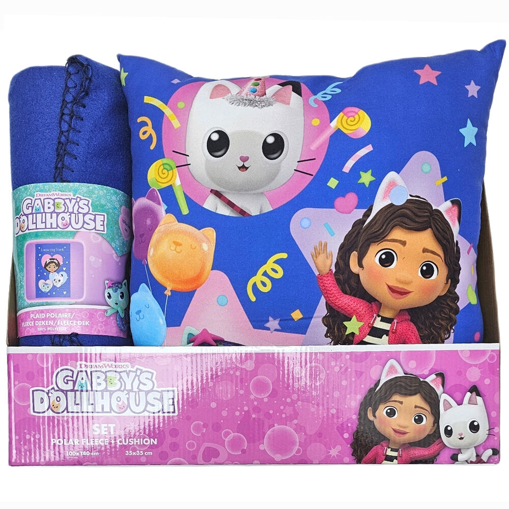 Gabby's Dollhouse fleece blanket and cushion set