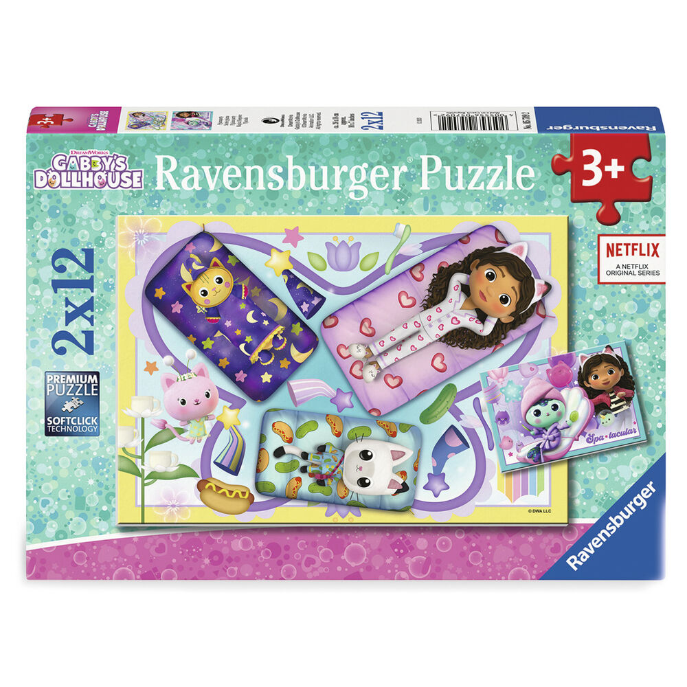 gabby's dollhouse puzzle 2x12pcs