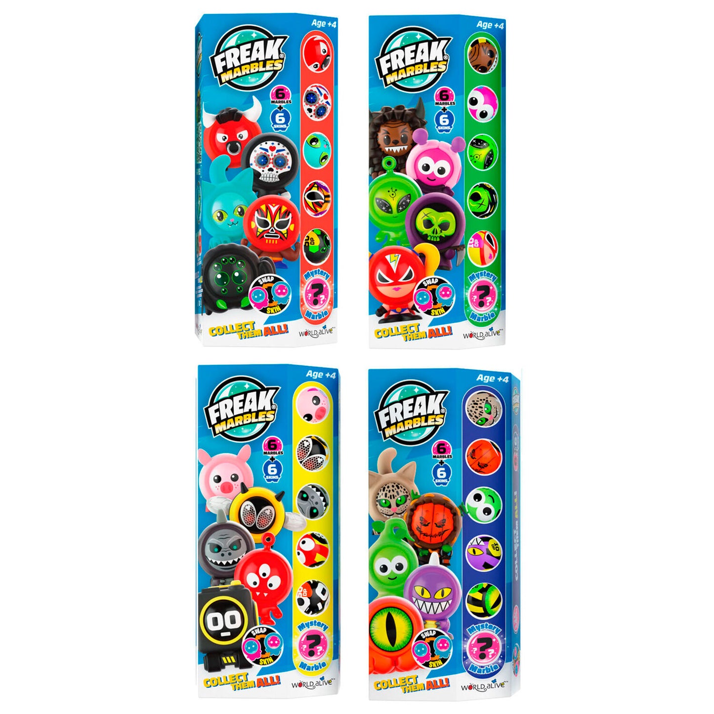 set of 6 marbles  skin  freak marbles assortment