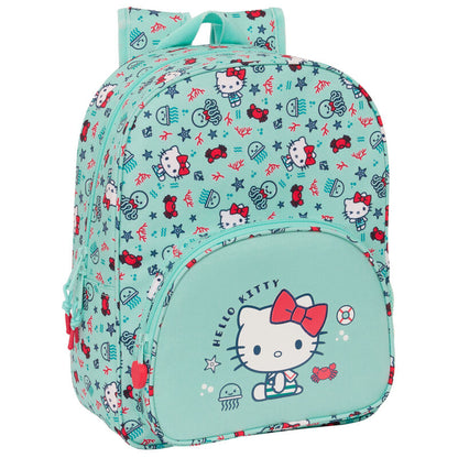 Mochila Hello Kitty para amantes do mar tamanho 34cm ajustável.