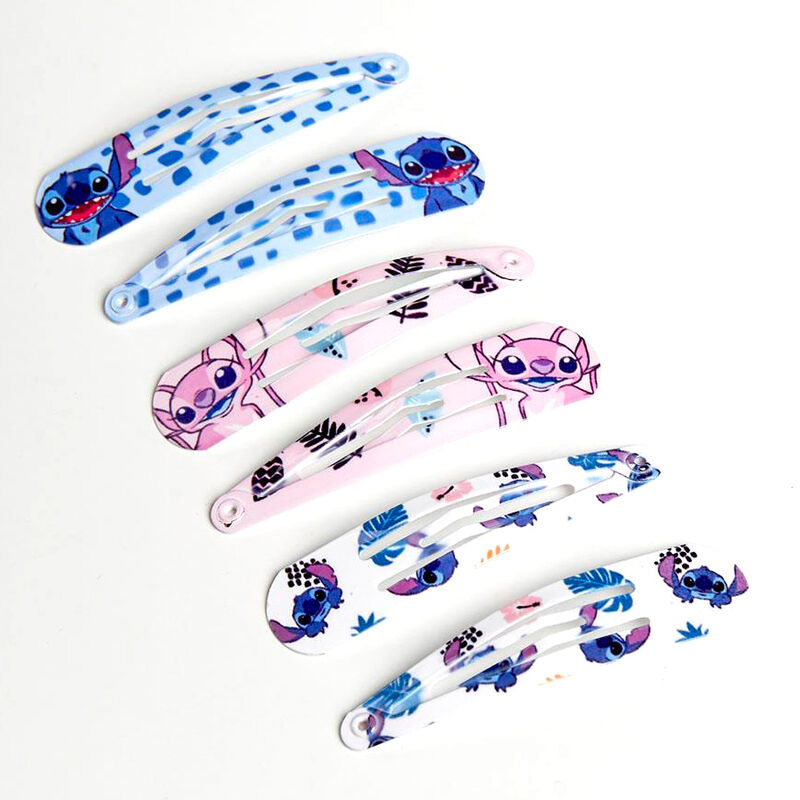 Blister pack of 6 Stitch Disney hair clips
