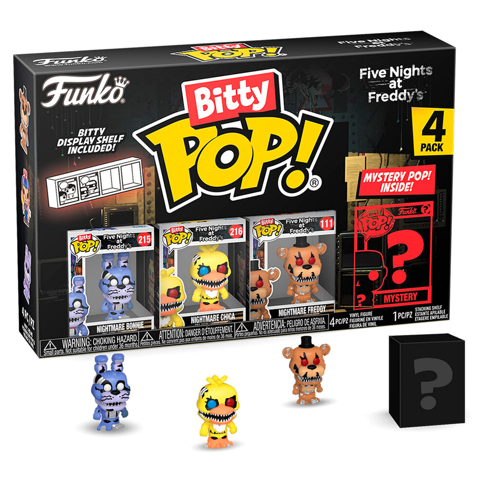 blister of 4 bitty pop figures five nights at freddys nightmare bonnie