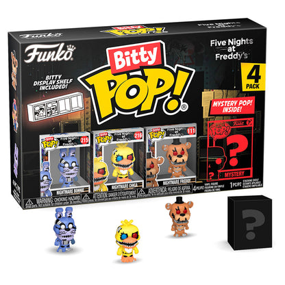 blister of 4 bitty pop figures five nights at freddys nightmare bonnie