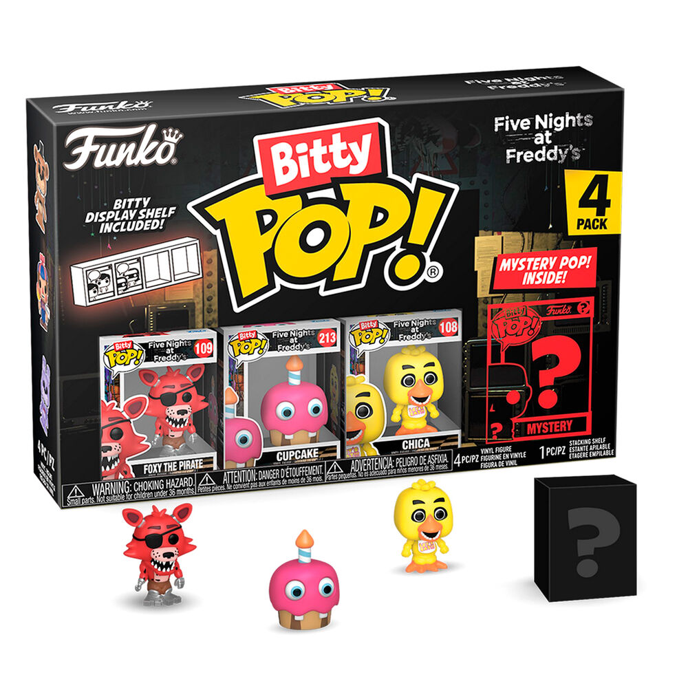blister of 4 bitty pop five nights at freddys foxy figures