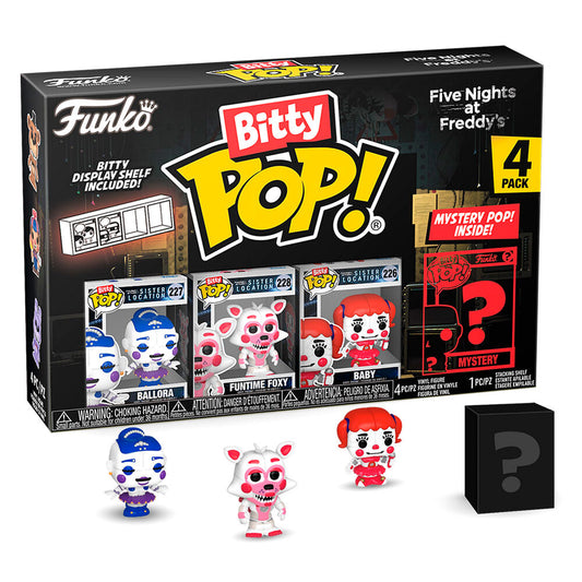 blister of 4 bitty pop five nights at freddys ballora figures