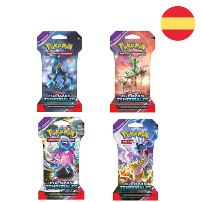 regarding the temporal forces scarlet and purple pokemon cards in spanish