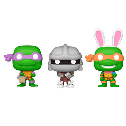 Blister pack of 3 Carrot Pocket POP Teenage Mutant Ninja Turtles figures: Donatello, Shredder, and Michelangelo.