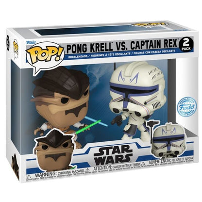 Blister 2 POP figures Star Wars The Clone Wars Duels Pong Krell & Captain Rex Exclusive