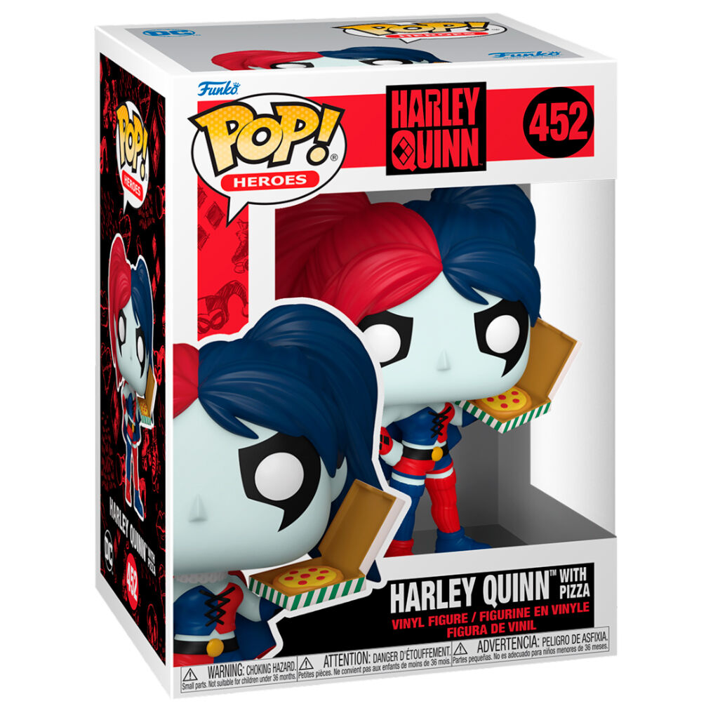 Figura POP da Arlequina da DC Comics com pizza