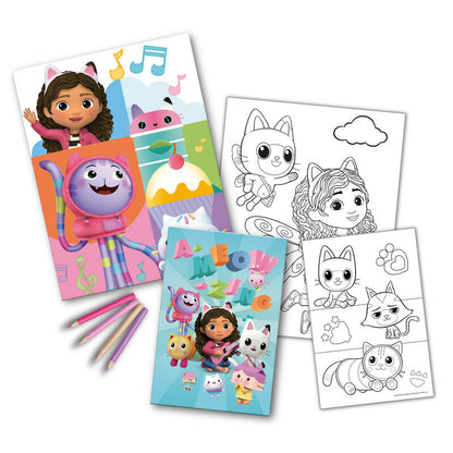 Set para colorear de la casa de muñecas de Gabby + cuaderno