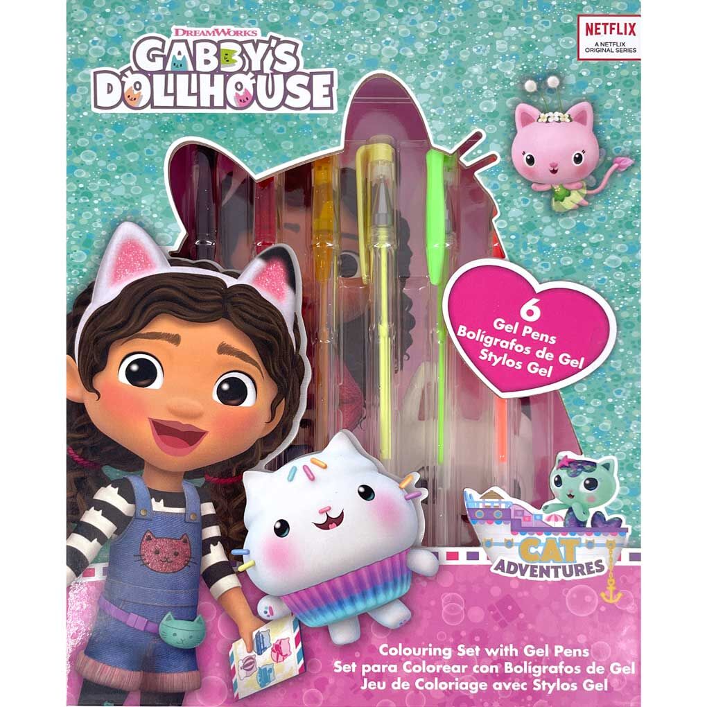 gabby's dollhouse blister pack notebook  6 gel pens