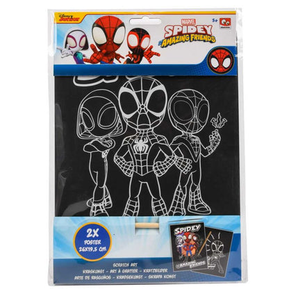 scratch art spiderman marvel stationery set