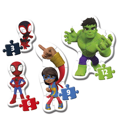 Quebra cabeça Homem Aranha e Seus Incríveis Amigos Marvel 3 6 9 12 peças
