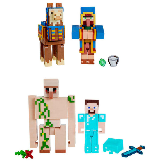 Opakowanie blistrowe zawierające 2 figurki Minecraft (8 cm różne kolory)