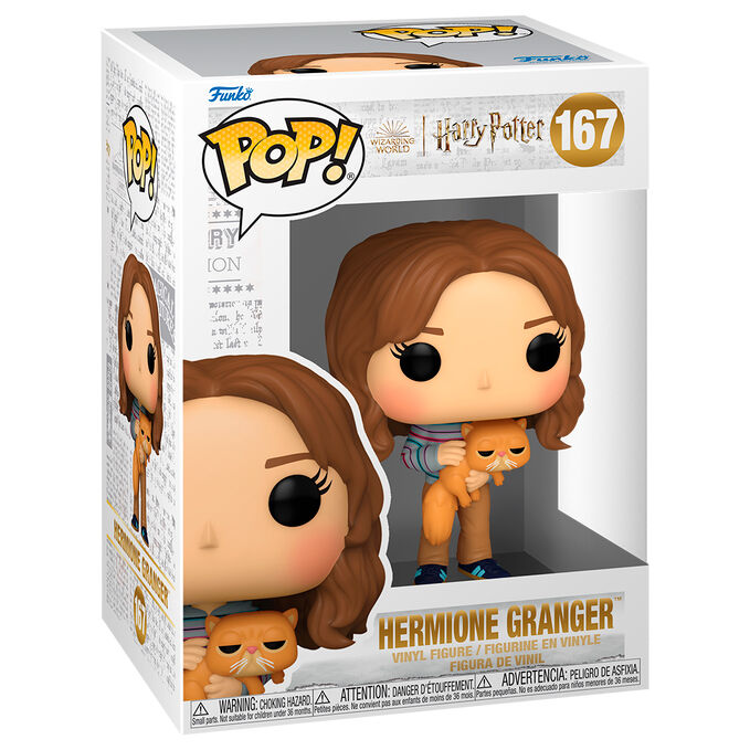 Figura POP de Hermione Granger com Bichento do filme Harry Potter e o Prisioneiro de Azkaban.