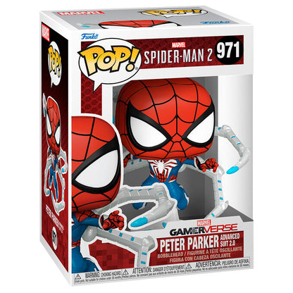 POP Figure Marvel Spiderman 2 Peter Parker Advanced Suit 2.0