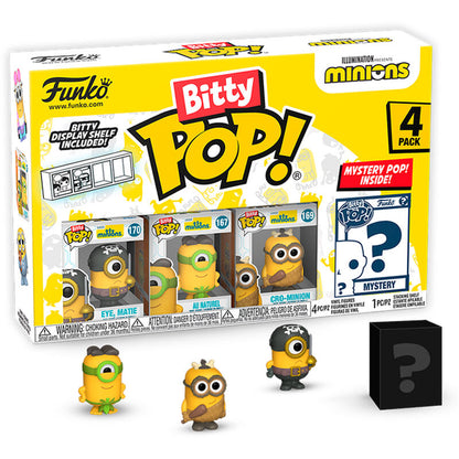 blister of 4 bitty pop minions figures