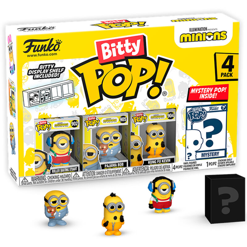 blister of 4 bitty pop minions series 3 figures