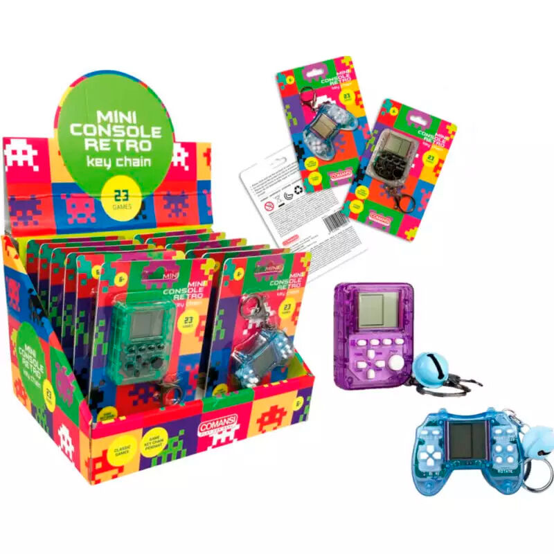 Assorted mini retro console keychains