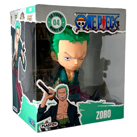 Figura de Zoro de One Piece para hucha 18 cm.