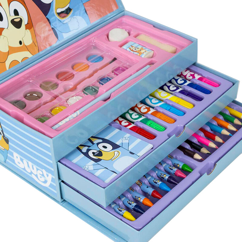 Trousse à crayons bleue à colorier