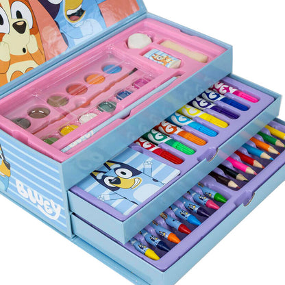 Trousse à crayons bleue à colorier