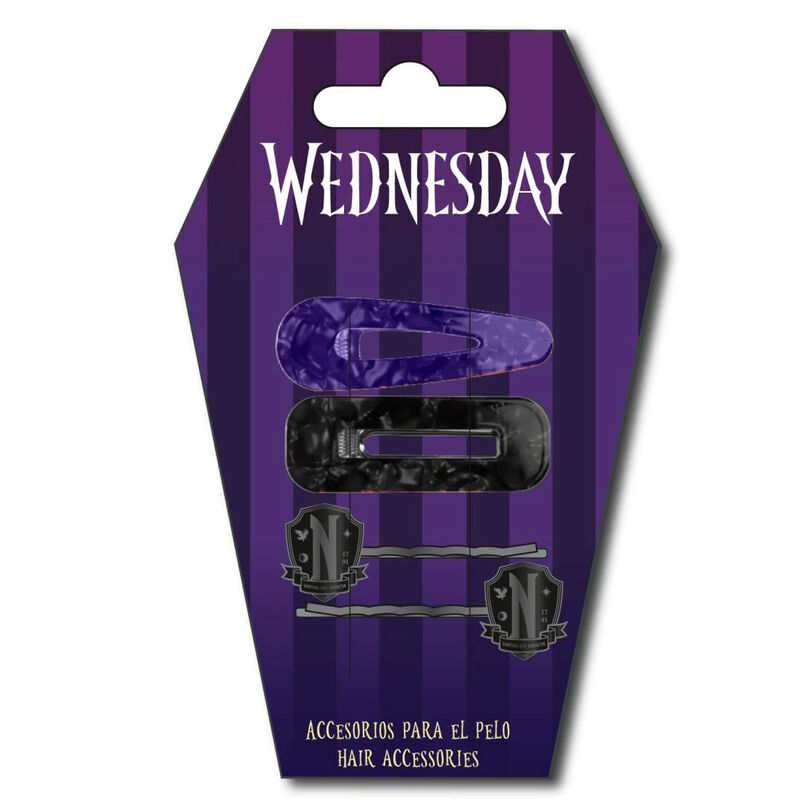 blister pack of 4 hair clips wednesday