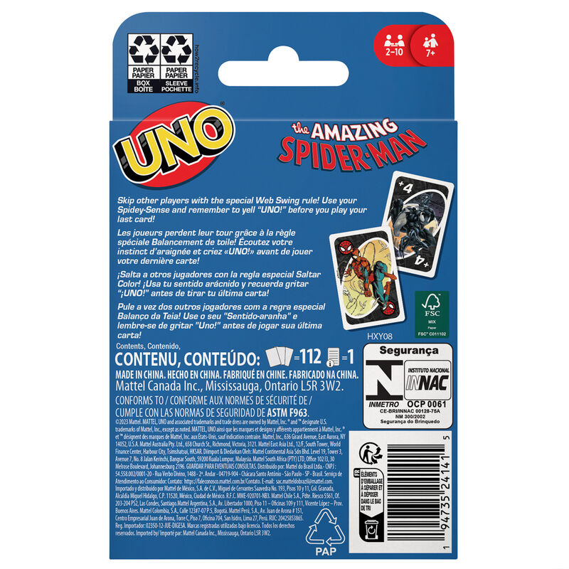 UNO Spiderman Marvel jeu de cartes