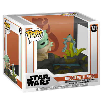 deluxe pop figure star wars the mandalorian grogu with frog