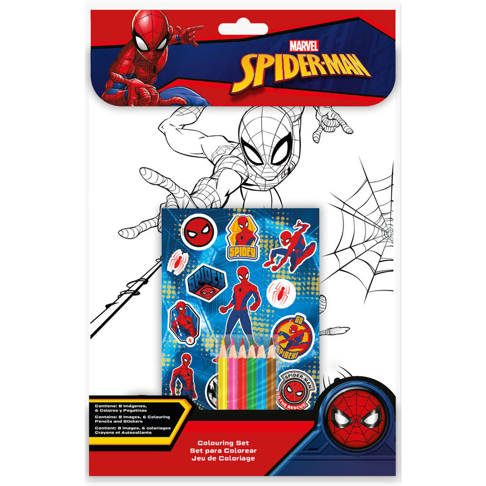 spiderman marvel coloring set  stickers