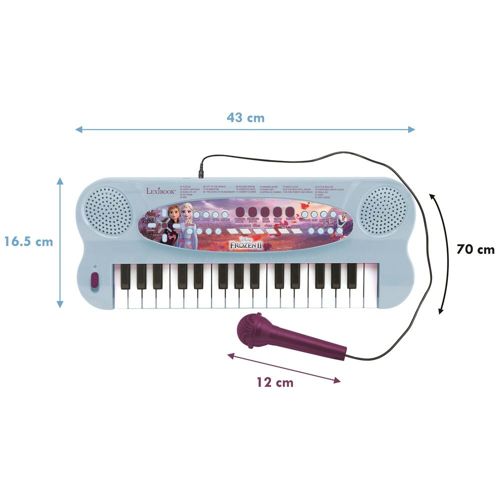 Piano eletrônico Frozen 2 Disney com microfone