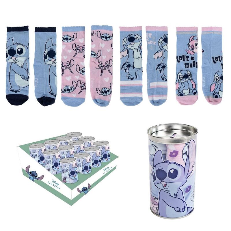 piggy bank for 4 pairs of stitch disney socks
