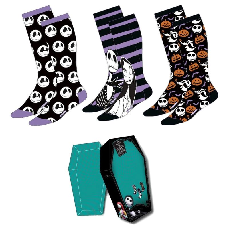 set of 3 nightmare before christmas disney adult socks assorted