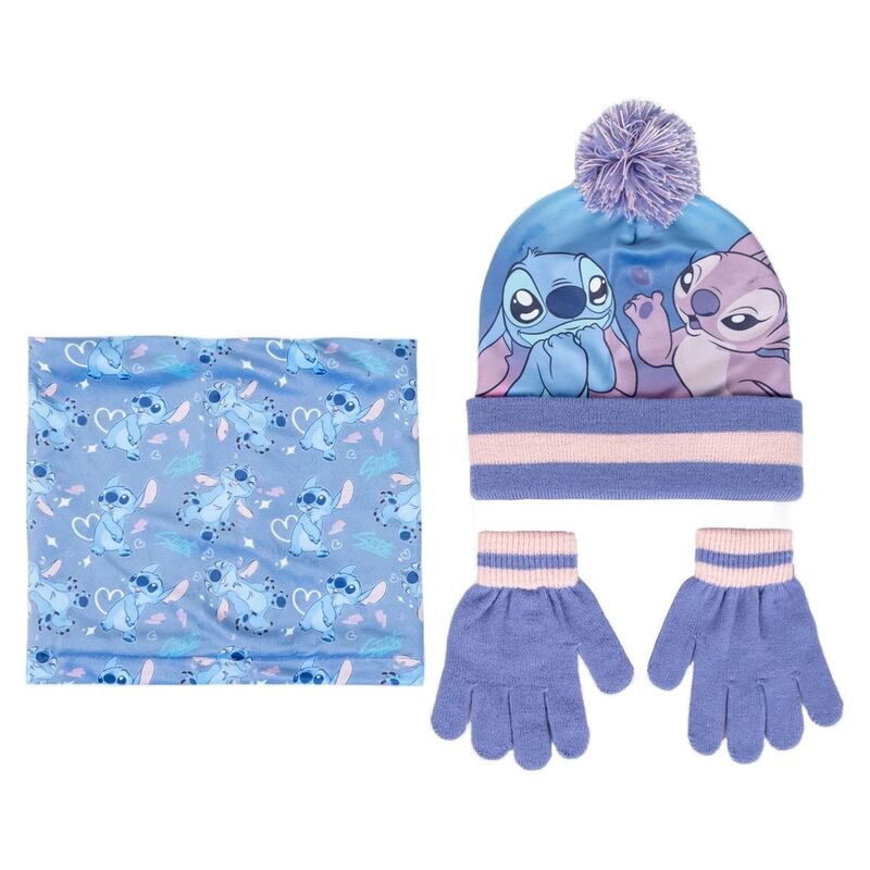 disney stitch children's set: hat  gloves  neck warmer