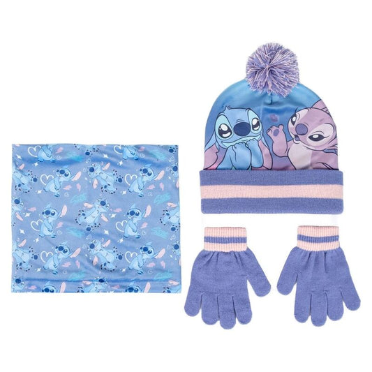 disney stitch children's set: hat  gloves  neck warmer
