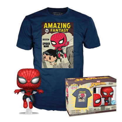 pop figure set & tee marvel spiderman comic cover